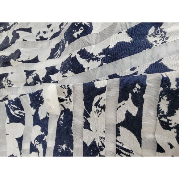 Yushi Womens Navy & White Abstract Floral Print Button-Up Tunic Shirt Small - Picture 8 of 8